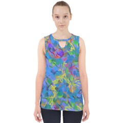 Paint Brushes On A Blue Background                                         Cut Out Tank Top