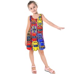 Colorful Toy Racing Cars Kids  Sleeveless Dress by FunnyCow