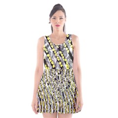 Bright Gold Black And White Waves Created By Flipstylez Designs Scoop Neck Skater Dress by flipstylezfashionsLLC