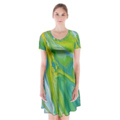 Sunlit River Short Sleeve V-neck Flare Dress by lwdstudio