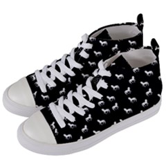 Silhouette Graphic Horses Pattern 7200 Women s Mid-top Canvas Sneakers by dflcprints