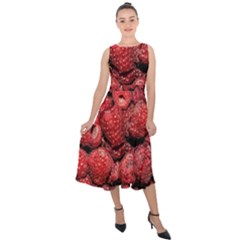 Red Raspberries Midi Tie-back Chiffon Dress by FunnyCow