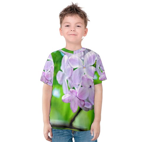 Elegant Pink Lilacs In Spring Kids  Cotton Tee by FunnyCow