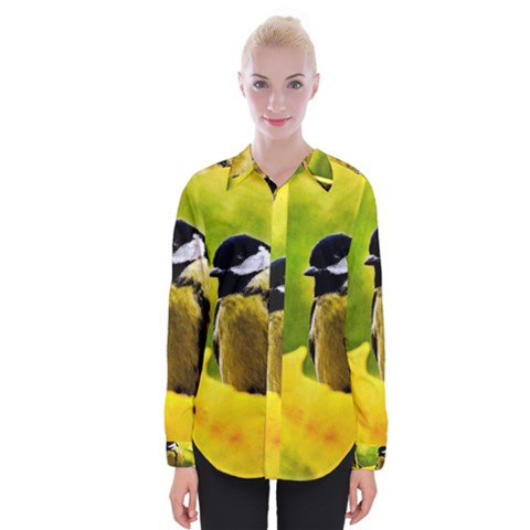 Tomtit Bird Dressed To The Season Womens Long Sleeve Shirt by FunnyCow