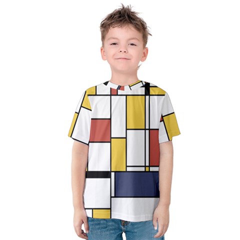 De Stijl Abstract Art Kids  Cotton Tee by FunnyCow