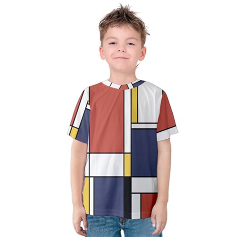 Abstract Art Of De Stijl Kids  Cotton Tee by FunnyCow