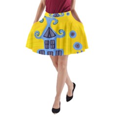 Blue House A-line Pocket Skirt by snowwhitegirl