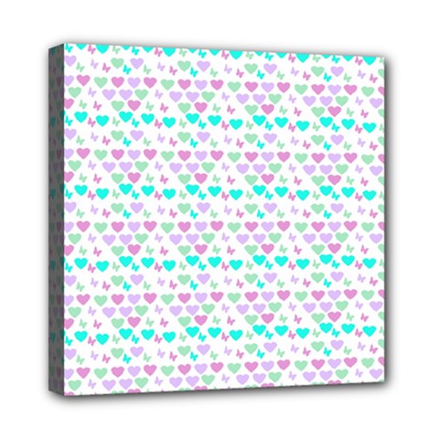 Hearts Butterflies White 1200 Mini Canvas 8  X 8  by snowwhitegirl