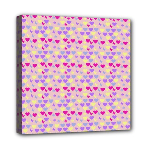 Hearts Butterflies Pink 1200 Mini Canvas 8  X 8  by snowwhitegirl