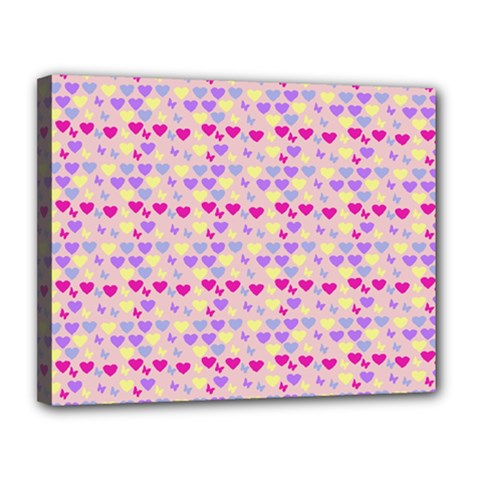 Hearts Butterflies Pink 1200 Canvas 14  X 11  by snowwhitegirl