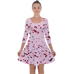 Love Is In The Air Quarter Sleeve Skater Dress by FunnyCow