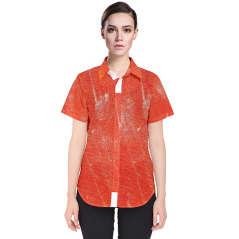 Grunge Red Tarpaulin Texture Women s Short Sleeve Shirt by FunnyCow