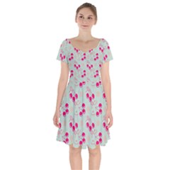 Bubblegum Cherry Short Sleeve Bardot Dress by snowwhitegirl