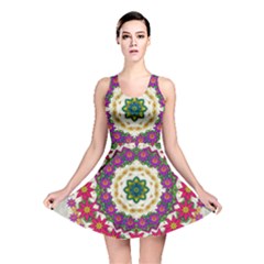 Fauna Fantasy Bohemian Midsummer Flower Style Reversible Skater Dress by pepitasart