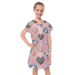 Gem Hearts And Rose Gold Kids  Drop Waist Dress by NouveauDesign