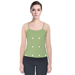 Olive Dots Velvet Spaghetti Strap Top by snowwhitegirl