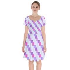 Geometric Squares Short Sleeve Bardot Dress by snowwhitegirl