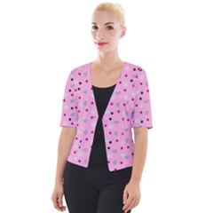 Pink Milk Hearts Cropped Button Cardigan by snowwhitegirl