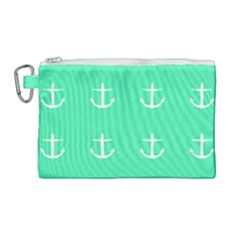 Seafoam Anchors Canvas Cosmetic Bag (large) by snowwhitegirl