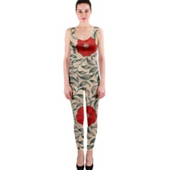 Papanese Floral Red One Piece Catsuit by snowwhitegirl