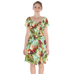 Fruit Blossom Short Sleeve Bardot Dress by snowwhitegirl