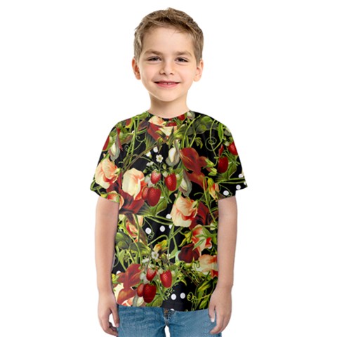 Fruit Blossom Black Kids  Sport Mesh Tee by snowwhitegirl