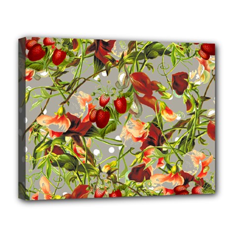 Fruit Blossom Gray Canvas 14  X 11  by snowwhitegirl