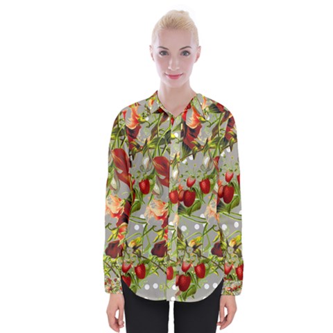 Fruit Blossom Gray Womens Long Sleeve Shirt by snowwhitegirl