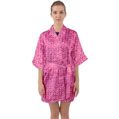 Knitted Wool Bright Pink Quarter Sleeve Kimono Robe by snowwhitegirl