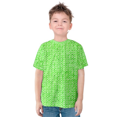 Knitted Wool Neon Green Kids  Cotton Tee by snowwhitegirl