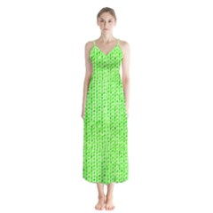 Knitted Wool Neon Green Button Up Chiffon Maxi Dress by snowwhitegirl