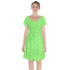 Knitted Wool Neon Green Short Sleeve Bardot Dress by snowwhitegirl