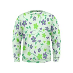 Green Vintage Flowers Kids  Sweatshirt by snowwhitegirl