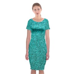 Aqua Glitter Classic Short Sleeve Midi Dress by snowwhitegirl