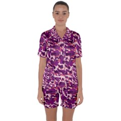 Pink Camo Satin Short Sleeve Pyjamas Set by snowwhitegirl