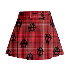 Red Plaid Anarchy Mini Flare Skirt by snowwhitegirl