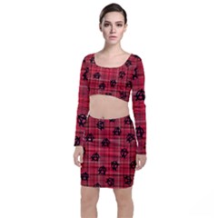 Red Plaid Anarchy Long Sleeve Crop Top & Bodycon Skirt Set by snowwhitegirl