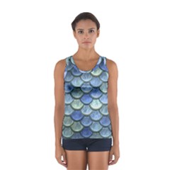 Blue Mermaid Scale Sport Tank Top  by snowwhitegirl