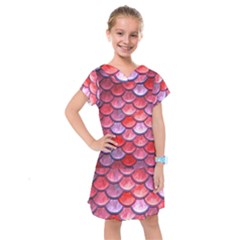 Red Mermaid Scale Kids  Drop Waist Dress by snowwhitegirl