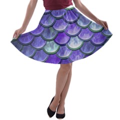 Blue Purple Mermaid Scale A-line Skater Skirt by snowwhitegirl