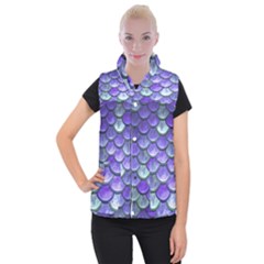 Blue Purple Mermaid Scale Women s Button Up Vest by snowwhitegirl