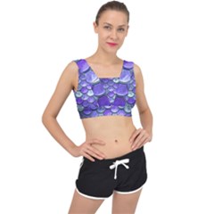 Blue Purple Mermaid Scale V-back Sports Bra by snowwhitegirl