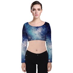 Nebula Blue Velvet Crop Top by snowwhitegirl