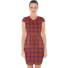 Red Yellow Plaid Capsleeve Drawstring Dress  by snowwhitegirl