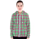 Pink Green Plaid Women s Zipper Hoodie View1