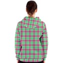 Pink Green Plaid Women s Zipper Hoodie View2