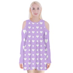 Hearts Dots Purple Velvet Long Sleeve Shoulder Cutout Dress by snowwhitegirl