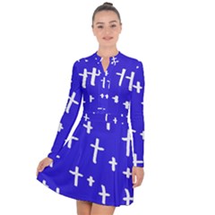 Blue White Cross Long Sleeve Panel Dress by snowwhitegirl