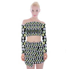 Eye Dots Black Pastel Off Shoulder Top With Mini Skirt Set by snowwhitegirl