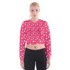 Hearts And Star Dot Pink Cropped Sweatshirt by snowwhitegirl